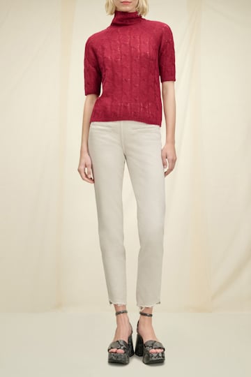 Dorothee Schumacher Transparent turtleneck sweater with cable pattern cozy red